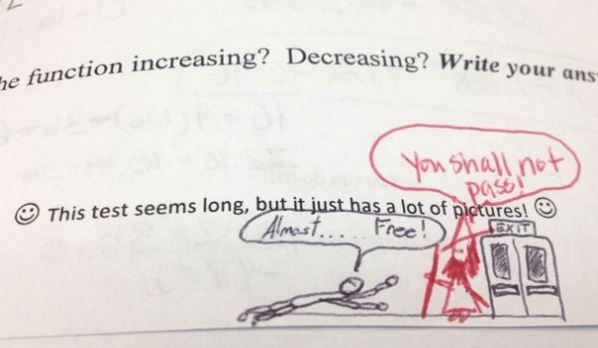 Drawing on an exam paper