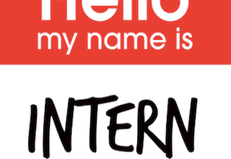 Badge saying "Hello my name is Intern"