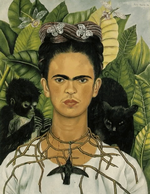 painting of a woman with moving monobrow