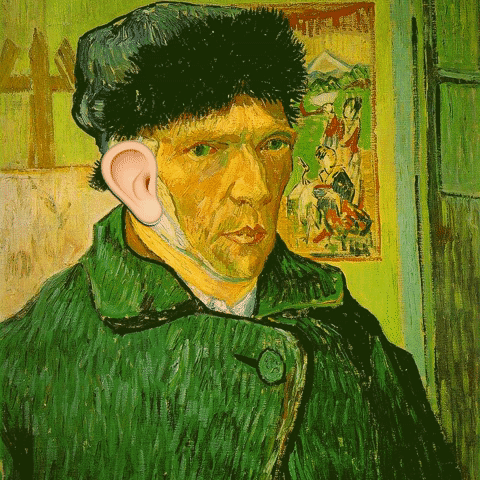 painting of man's ear falling off