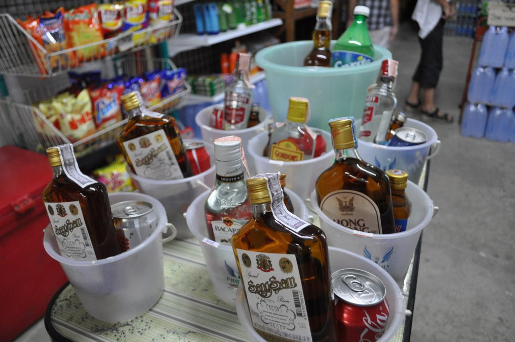 cheap things to do in Thailand - booze buckets