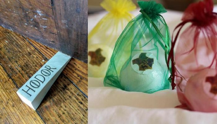 gifts for students - hodor doorstop and harry potter bath bombs