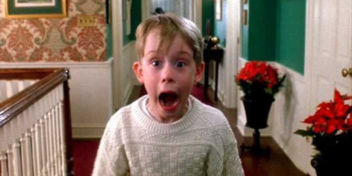 home alone child is shocked